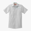 Short Sleeve Striped Industrial Work Shirt Thumbnail
